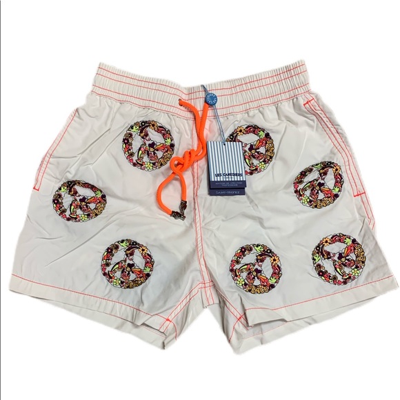 Les Canebiers Mens NWT White Peace Swim Shorts 🇫🇷 - Picture 1 of 5